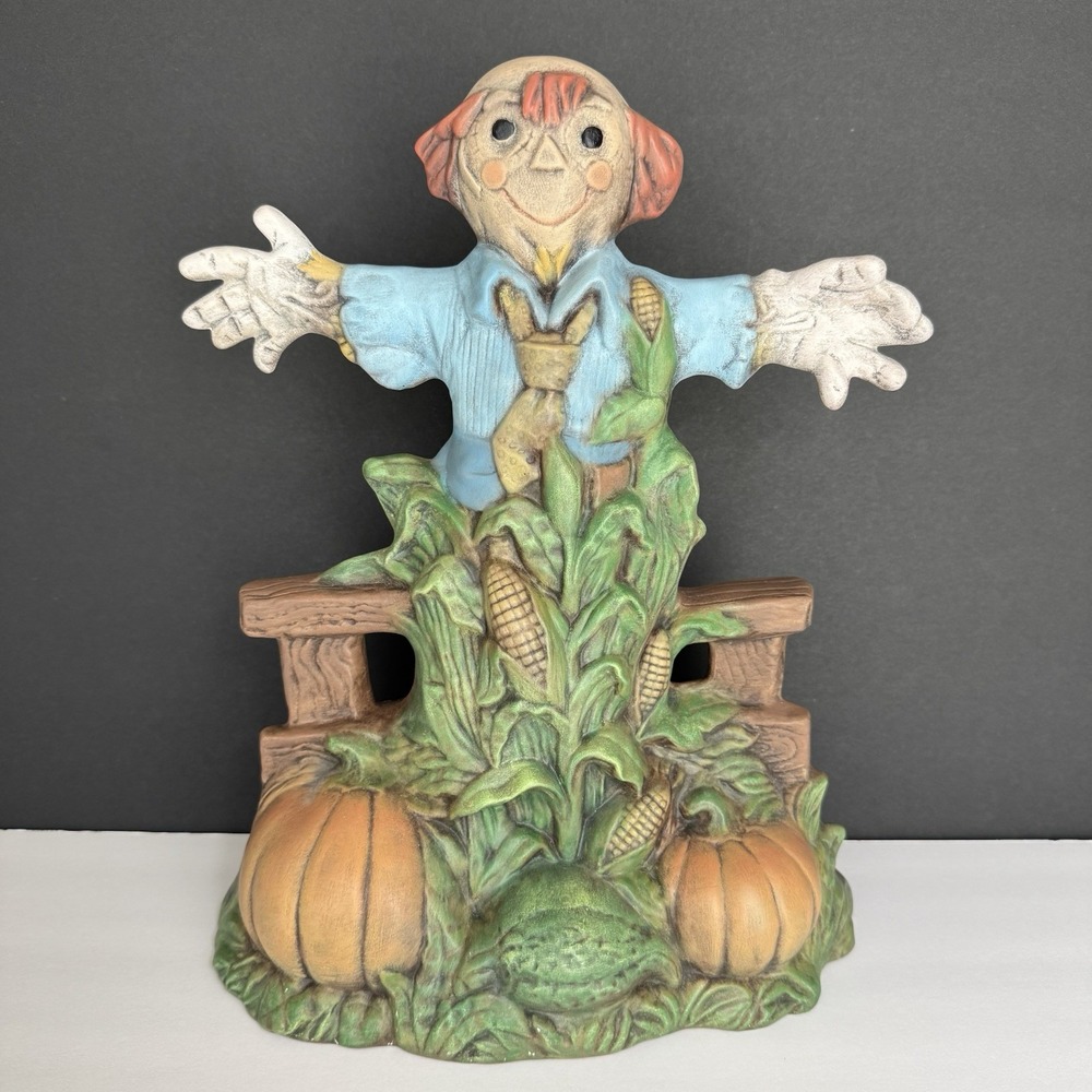 VTG 13" Pumpkin Patch Scarecrow Ceramic Figurine Decor Fall/Harvest/Thanksgiving